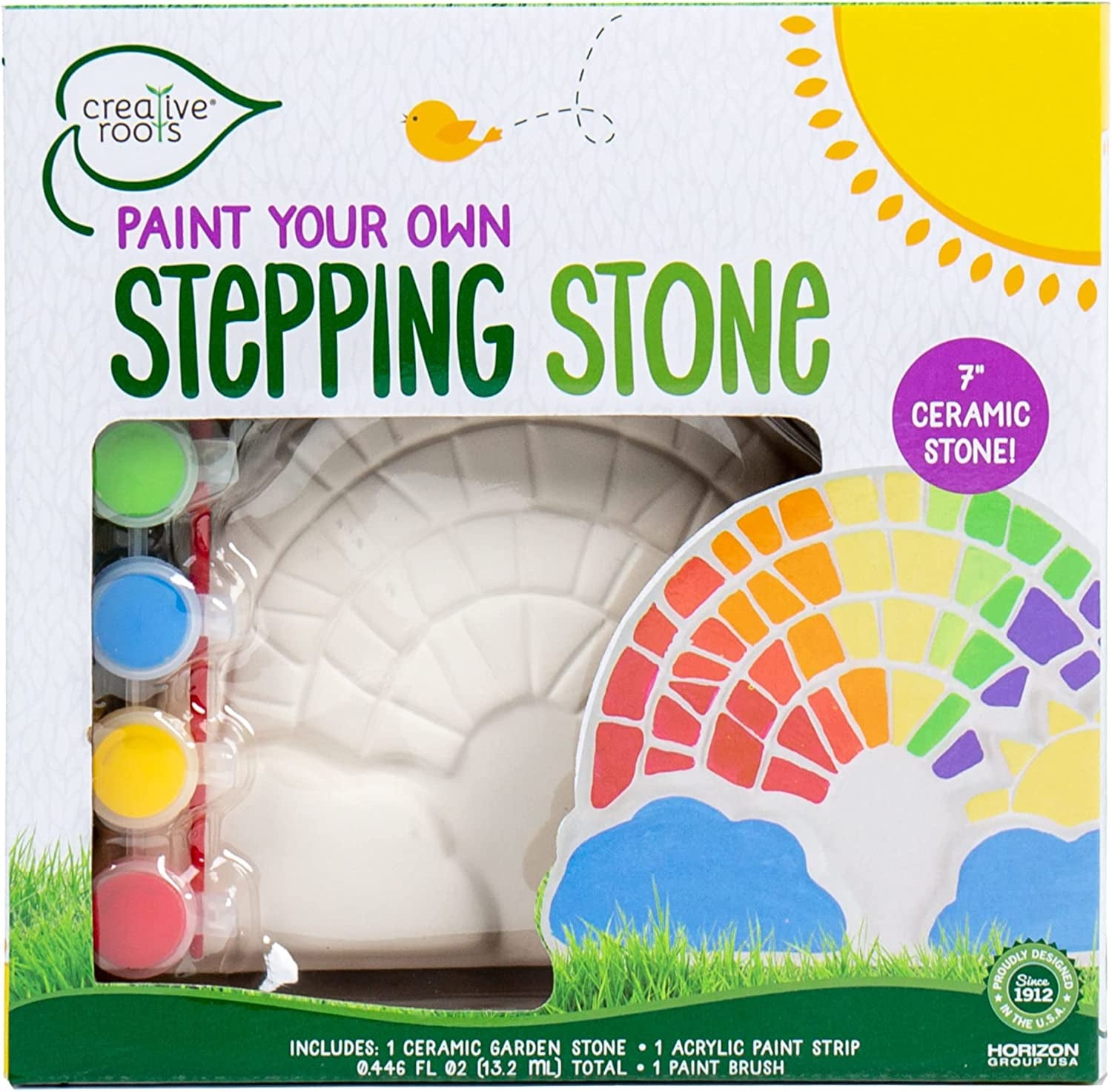 Creative Roots Mosaic Turtle DIY Stepping Stone Kit, Includes Ceramic Stone & 6 Vibrant Paints for Kids Ages 8+