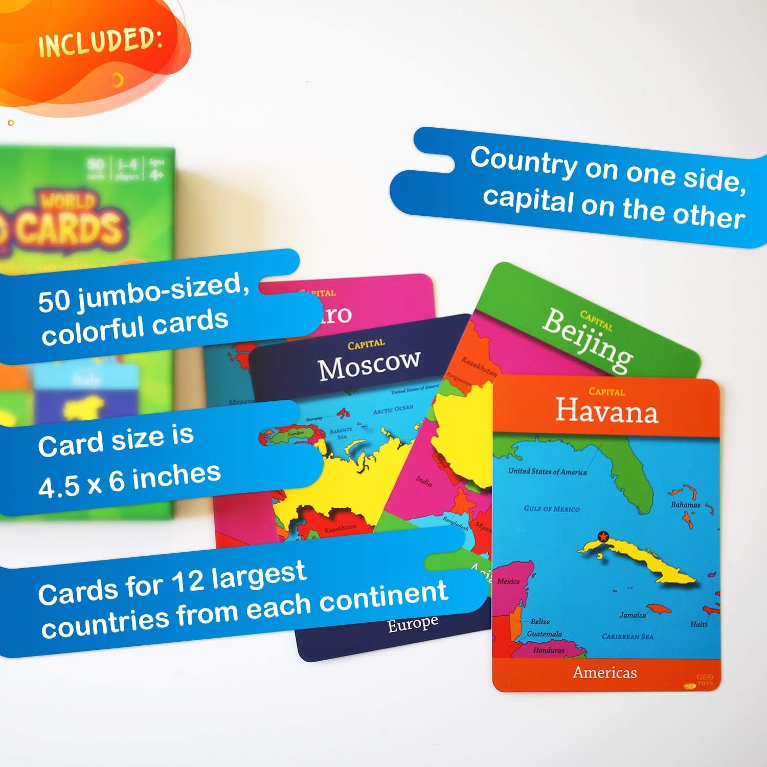 — Geocards World — Geography Card Games for Home, School and Travel — Learning Resources and Educational Toys — Kid Toys for Ages 4 and Up