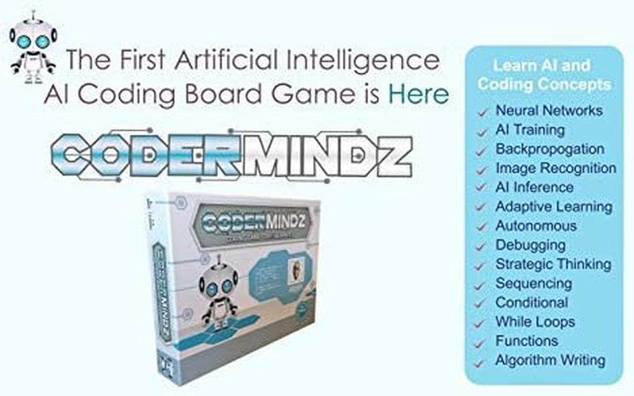 Game for AI Learners! NBC Featured: First Ever Board Game for Boys and Girls Age 6+. Teaches Artificial Intelligence and Computer Programming through Fun Robot and Neural Adventure!