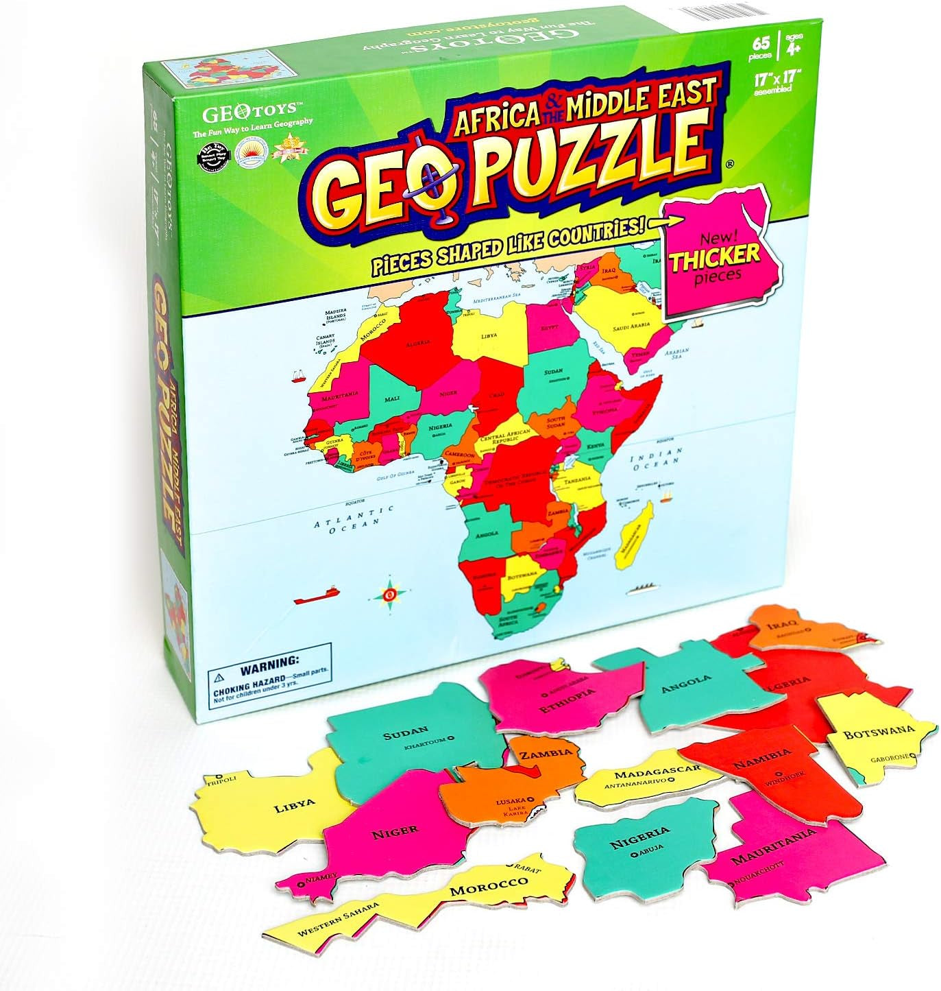 — Geopuzzle Africa and the Middle East — Educational Kid Toys for Boys and Girls, 65 Piece Geography Jigsaw Puzzle, Jumbo Size Kids Puzzle — Ages 4 and Up