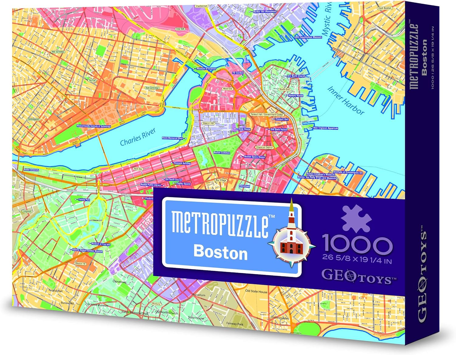 - Metropuzzle Boston - 1000 Piece Puzzles for Adults - Detailed City Map Geography Jigsaw Puzzle - United States City Map Poster Included