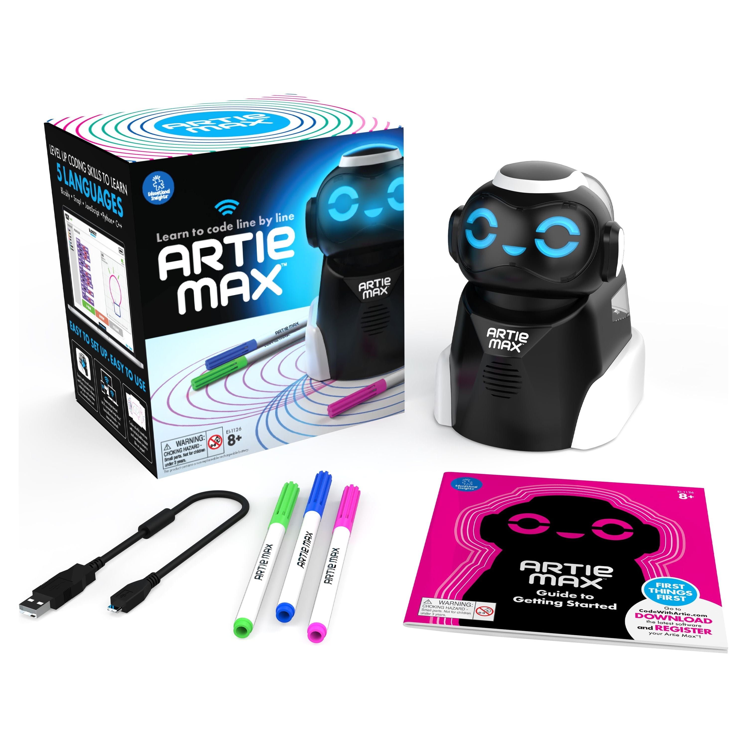 Artie Max STEM Coding Robot Toy with 5 Languages and Wi-Fi, Turns Code into Art, Gift, Kids Boys & Girls, Ages 8, 9, 10+