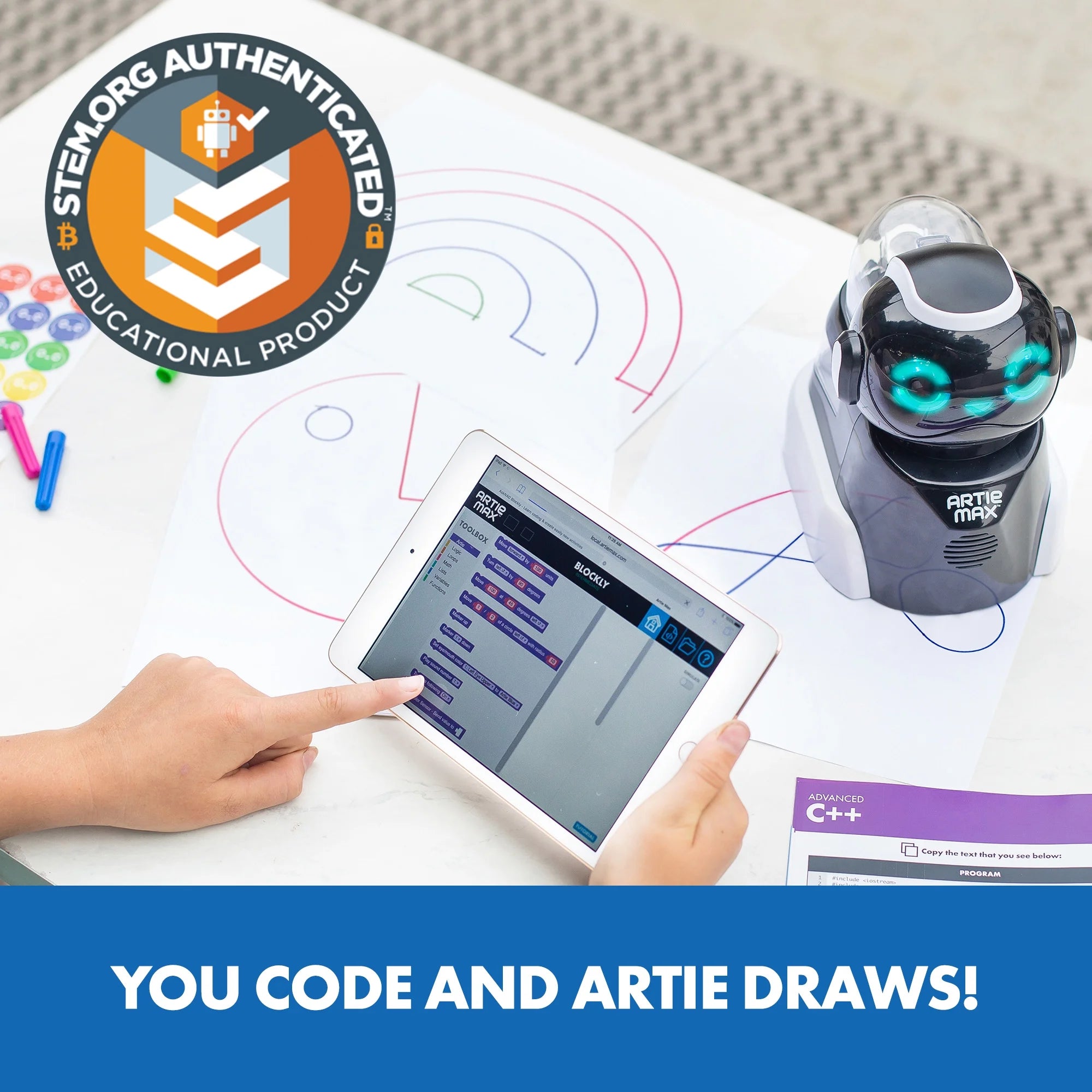 Artie Max STEM Coding Robot Toy with 5 Languages and Wi-Fi, Turns Code into Art, Gift, Kids Boys & Girls, Ages 8, 9, 10+