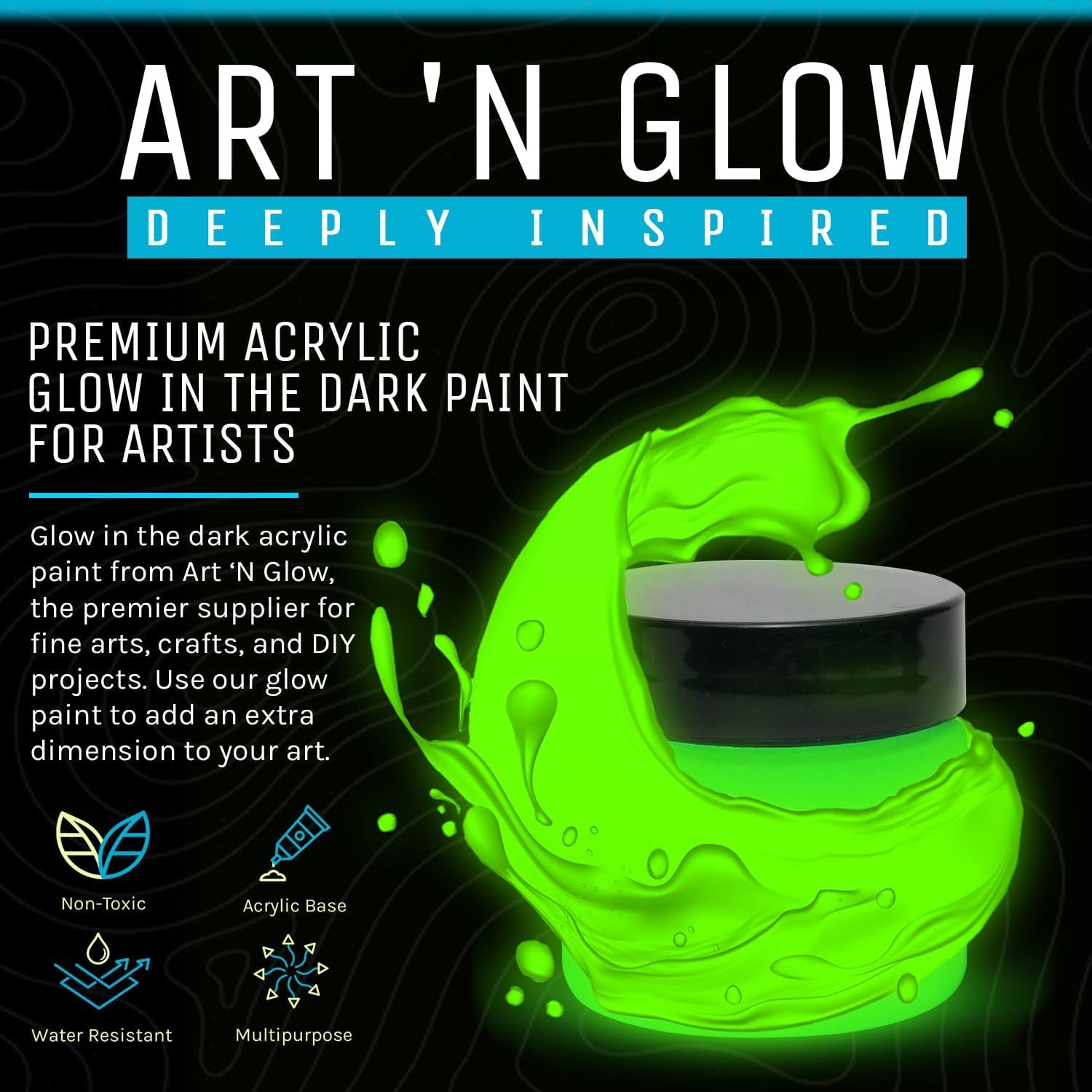 Glow in the Dark Acrylic Paint - Neutral Paints with 5+ Color Options for Art Paintings, Decorations, Outdoor & Indoor Art Craft for Adults, Students and Kids - 1 Ounce (Neutral Aqua)