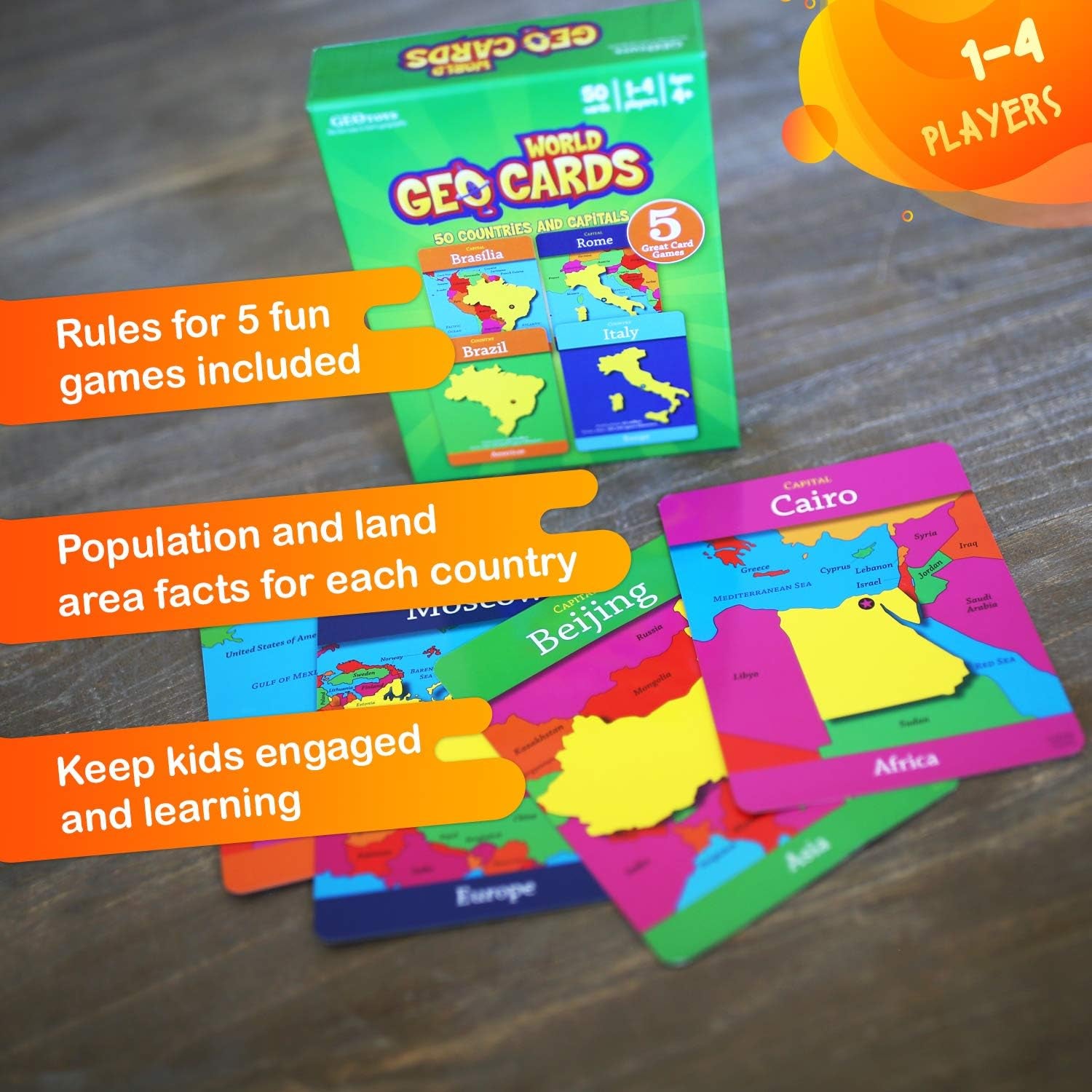 — Geocards World — Geography Card Games for Home, School and Travel — Learning Resources and Educational Toys — Kid Toys for Ages 4 and Up