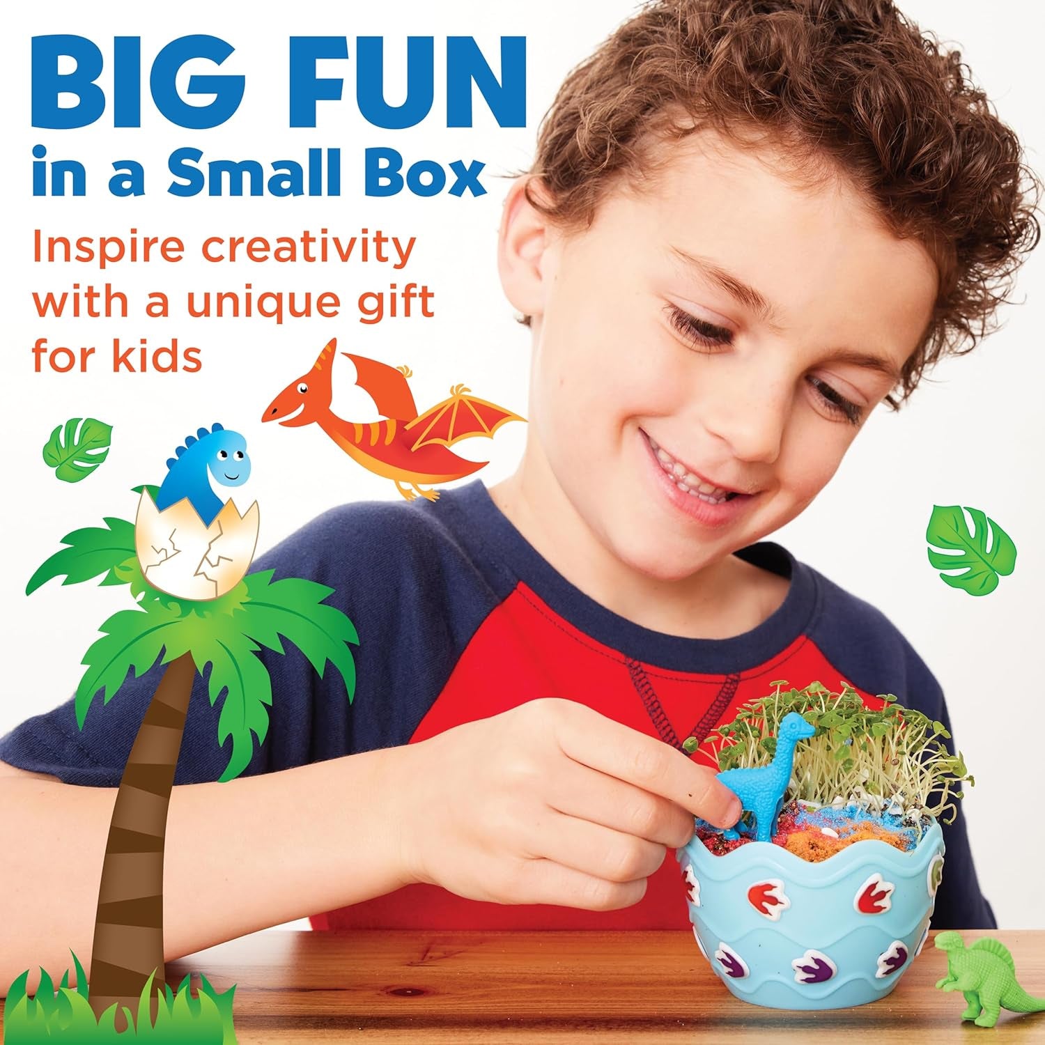 Mini Garden Dinosaur: Terrarium Kit for Kids - Dinosaur Crafts for Boys, Dinosaur Toy and Science Kit for Kids Ages 6-8+, Small Gifts for Kids