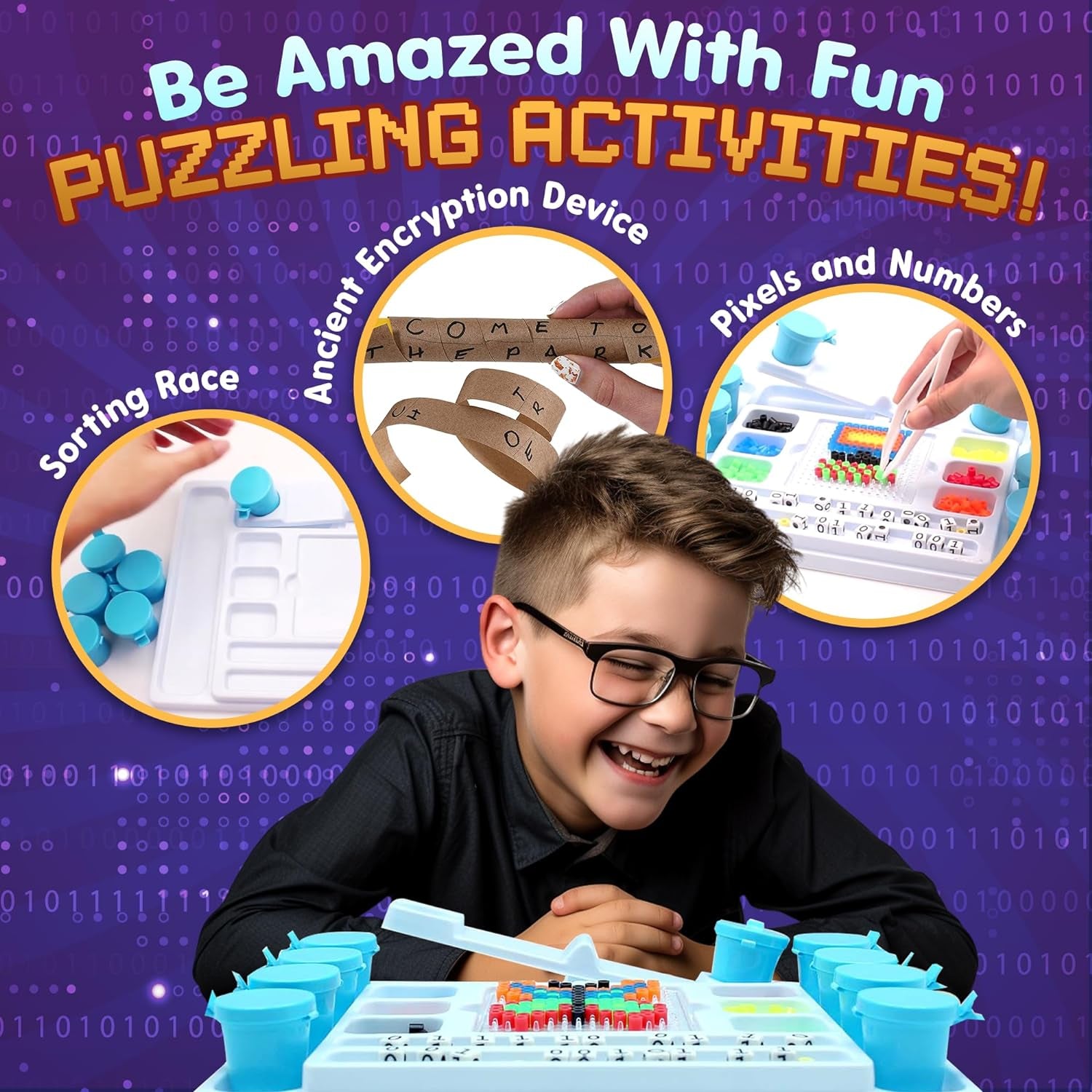 Playz My First Coding & Computer Science Kit - Learn about Binary Codes, Encryption, Algorithms & Pixelation through Fun Puzzling Activities without Using a Computer for Boys, Girls, Teenagers, Kids