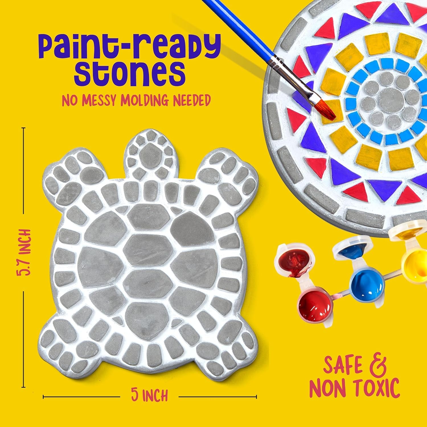 Stepping Stones Painting Kit for Kids - Outdoor Crafts - Paint 5 Garden Stone - Unicorn Craft Kits for Boys, Girls Ages 6-12 - Gifts for Boy, Girl Age 6, 7, 8, 9, 10 + Year Old - Summer Gift Ideas