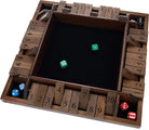 14 Inch 4-Player Shut the Box Wooden Board Game, Natural Wood