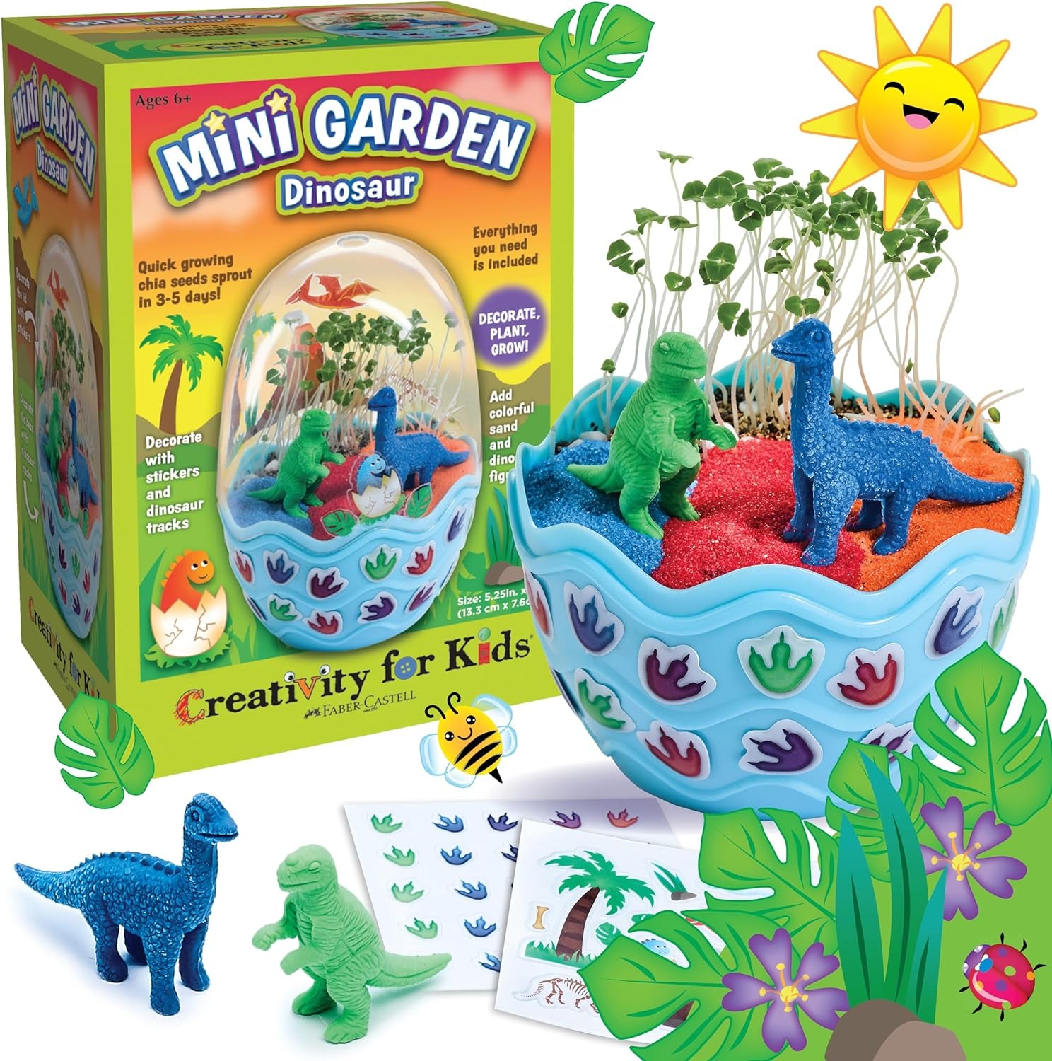 Mini Garden Dinosaur: Terrarium Kit for Kids - Dinosaur Crafts for Boys, Dinosaur Toy and Science Kit for Kids Ages 6-8+, Small Gifts for Kids