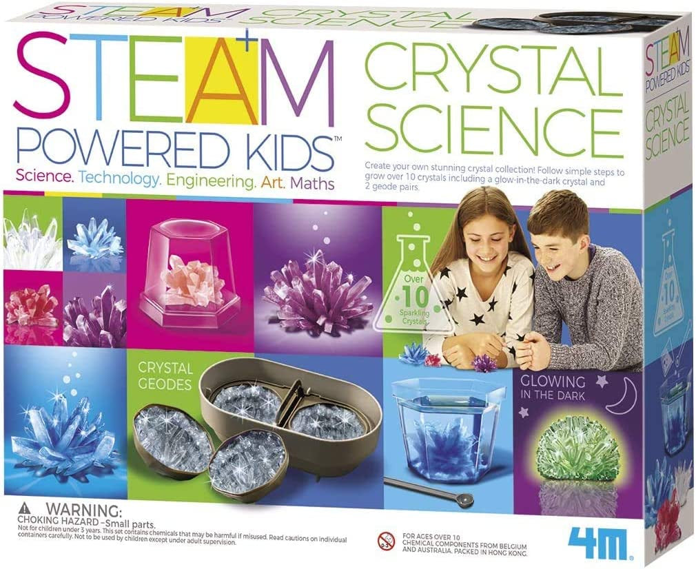 4M Crystal Growing Science Kit - 3 Colored Crystals - Easy DIY STEM Toys Lab Experiment Specimens, a Great Educational Gift for Kids & Teens, Boys & Girls Ages 10+