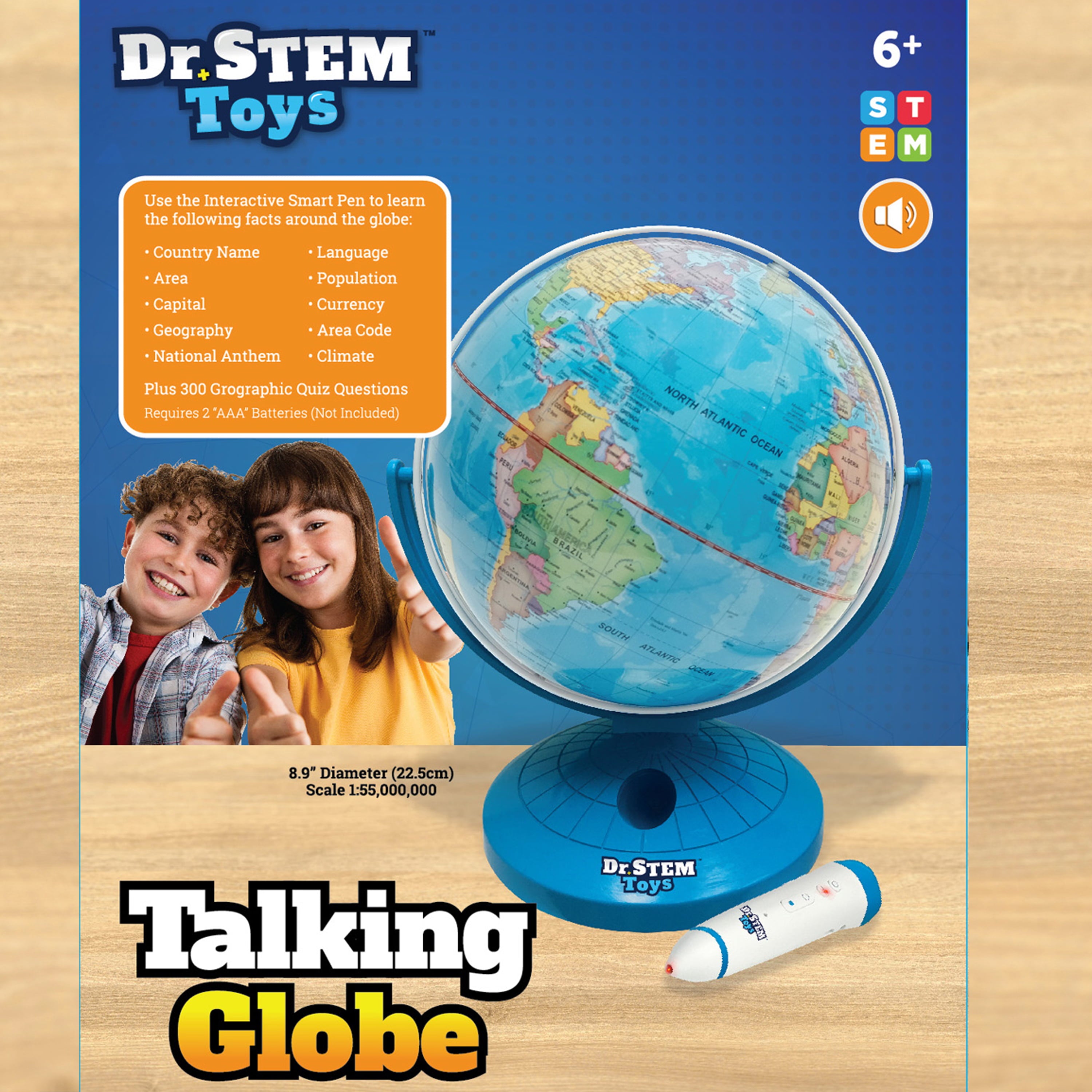 Talking World Globe with Interactive Stylus Pen and Stand