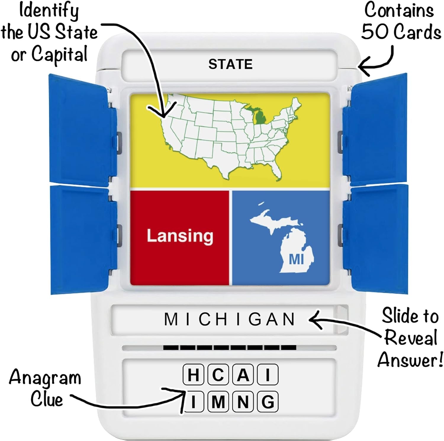 US States & Capitals Flash Cards | All 50 States and Capitals to Learn | Fun and Functional Case | Ultimate Flashcards for United States Geography | Card Games for Kids and Adults | Ages 6+