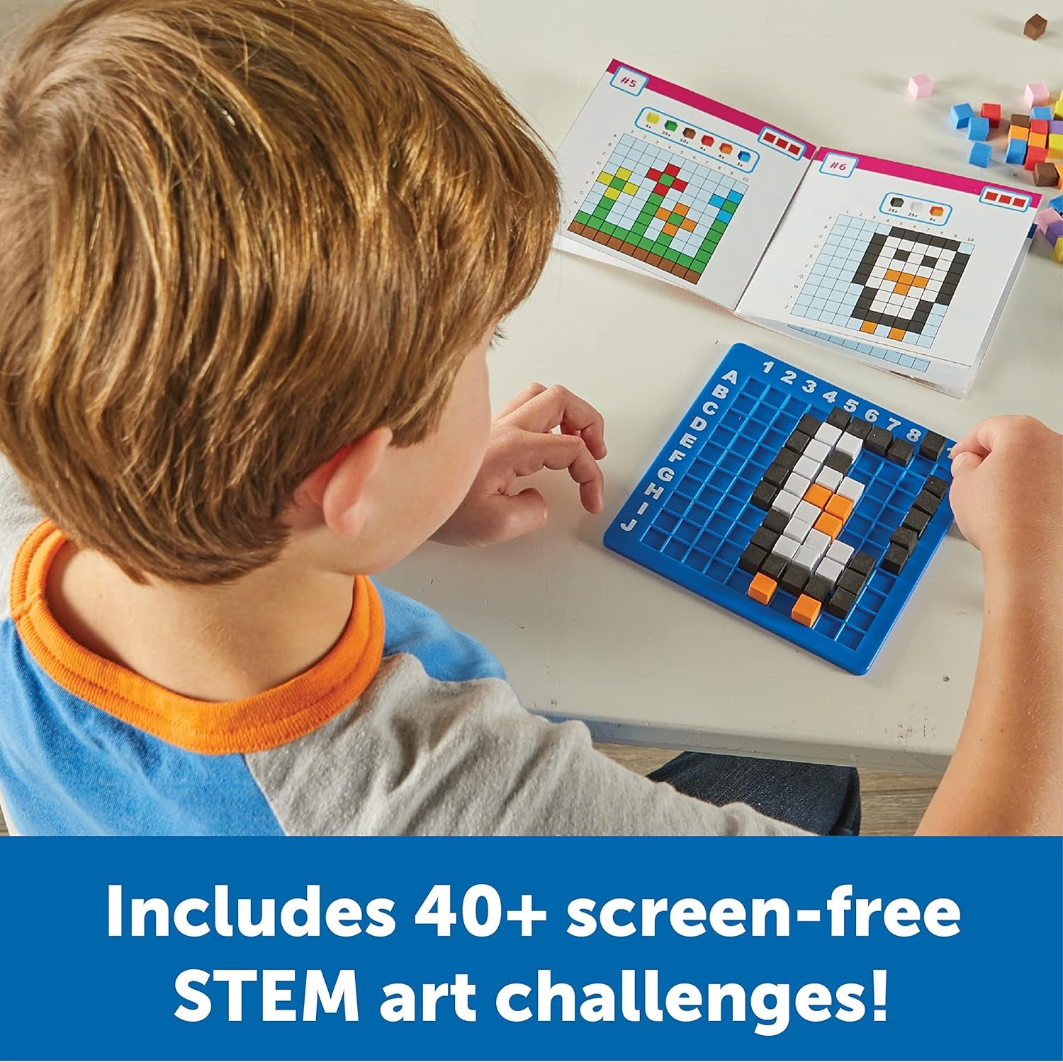 Learning Resources STEM Explorers Pixel Art Challenge, 402 Pieces, Ages 5+, STEM Toys for Kids, Coding Basics for Kids, STEM Activities for Classroom, Medium