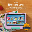 Amazon Fire 10 HD Kids Tablet- 2023, Ages 3-7 | Bright 10.1" HD Screen with Ad-Free Content and Parental Controls Included, 13-Hr Battery, 32 GB, Pink