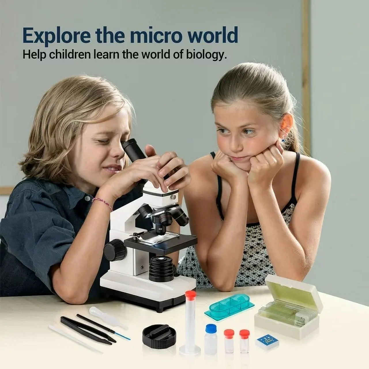 100X-2000X Microscope, Compound Microscope Powerful Biological Microscope for Kids Adult with Slides Set