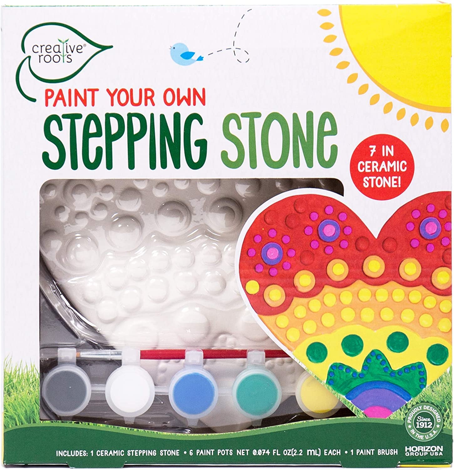 Creative Roots Mosaic Turtle DIY Stepping Stone Kit, Includes Ceramic Stone & 6 Vibrant Paints for Kids Ages 8+