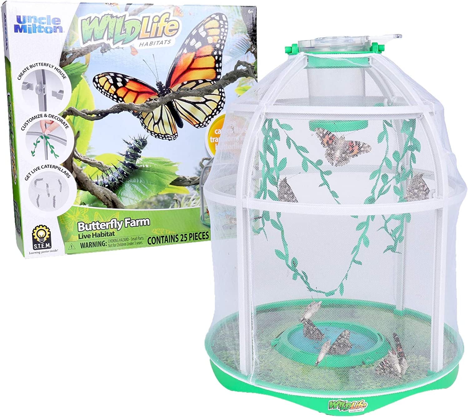 Butterfly Farm Live Habitat - Observe Caterpillars Transform into Butterflies, STEM Toy, Great Gifts for Boys & Girls Ages 6+