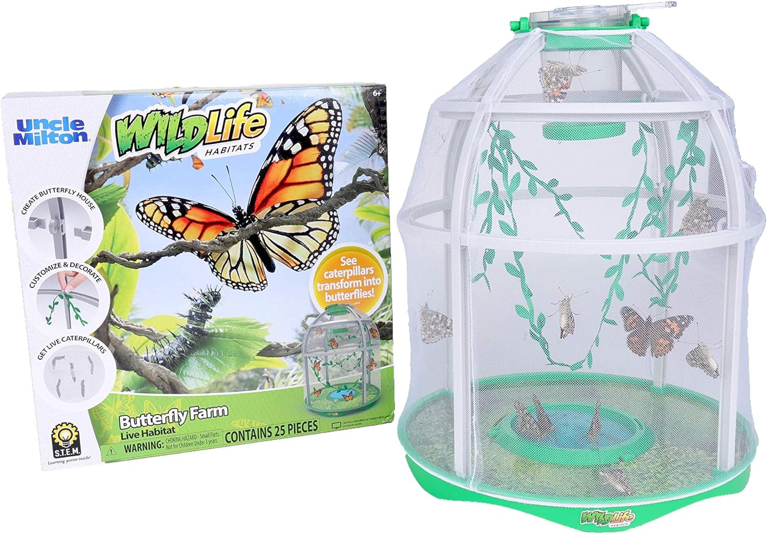 Butterfly Farm Live Habitat - Observe Caterpillars Transform into Butterflies, STEM Toy, Great Gifts for Boys & Girls Ages 6+