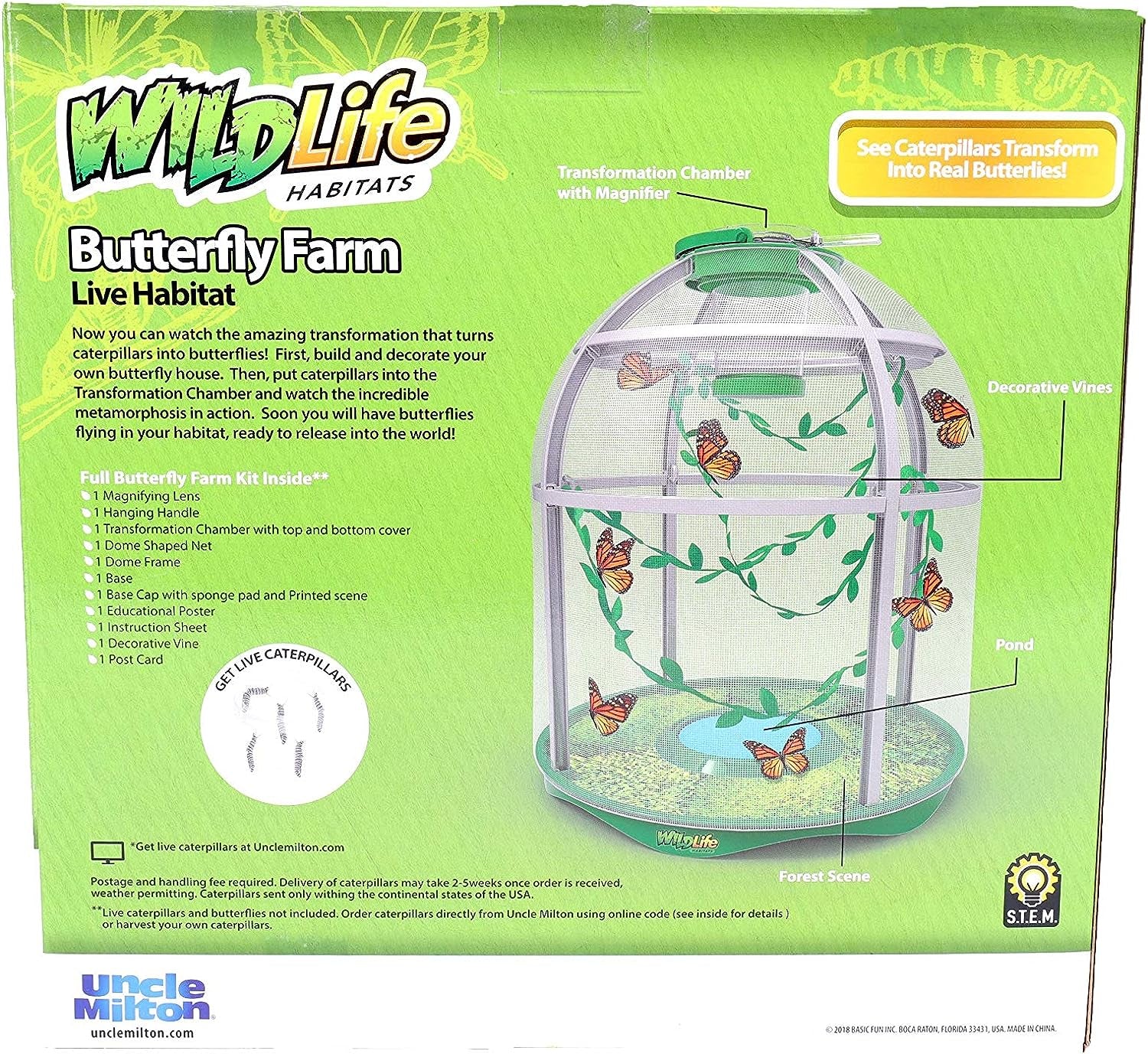 Butterfly Farm Live Habitat - Observe Caterpillars Transform into Butterflies, STEM Toy, Great Gifts for Boys & Girls Ages 6+