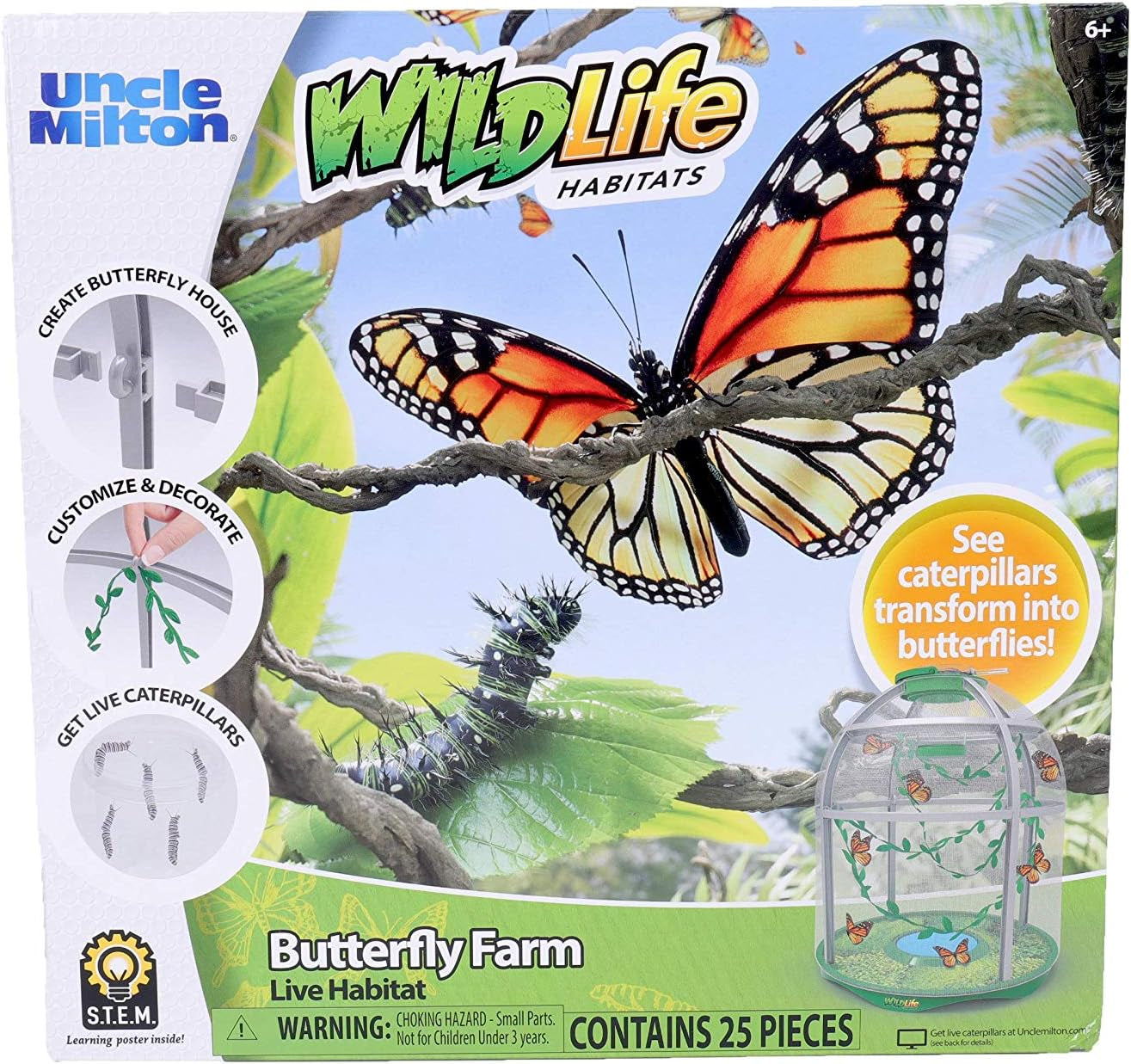 Butterfly Farm Live Habitat - Observe Caterpillars Transform into Butterflies, STEM Toy, Great Gifts for Boys & Girls Ages 6+
