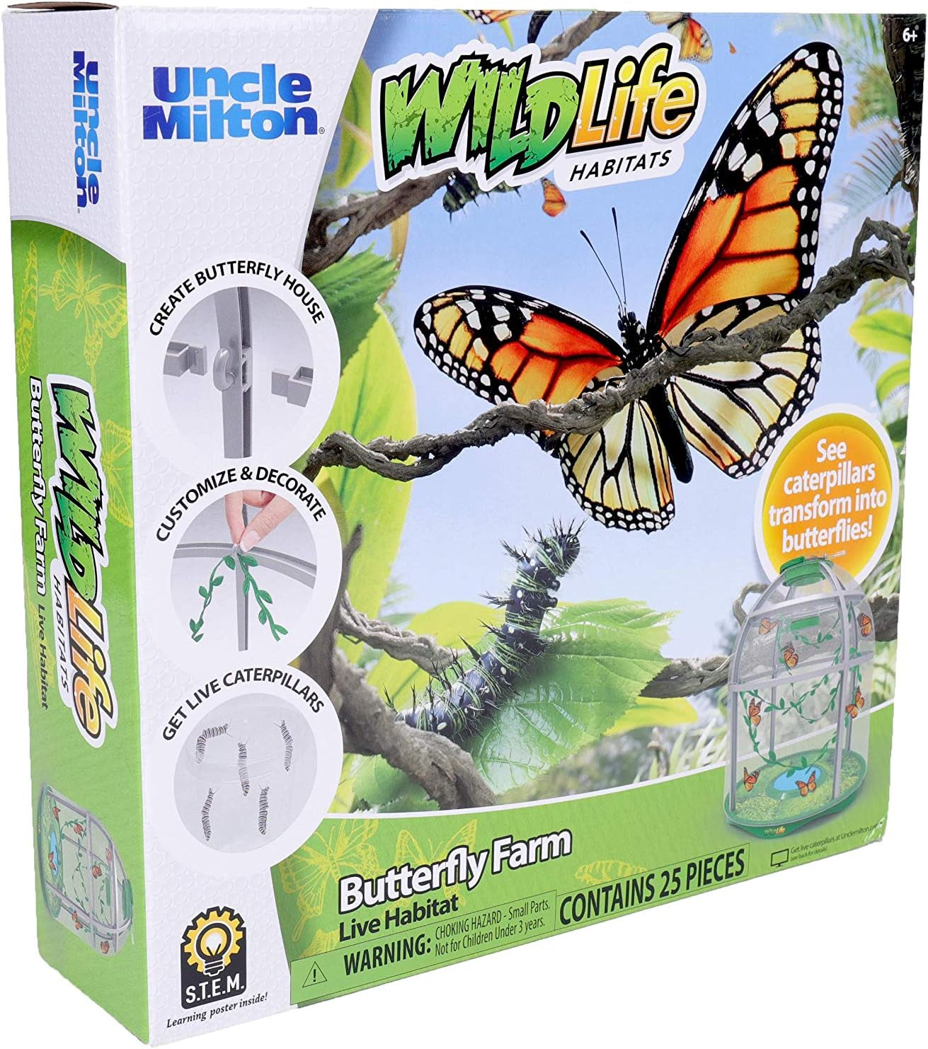 Butterfly Farm Live Habitat - Observe Caterpillars Transform into Butterflies, STEM Toy, Great Gifts for Boys & Girls Ages 6+