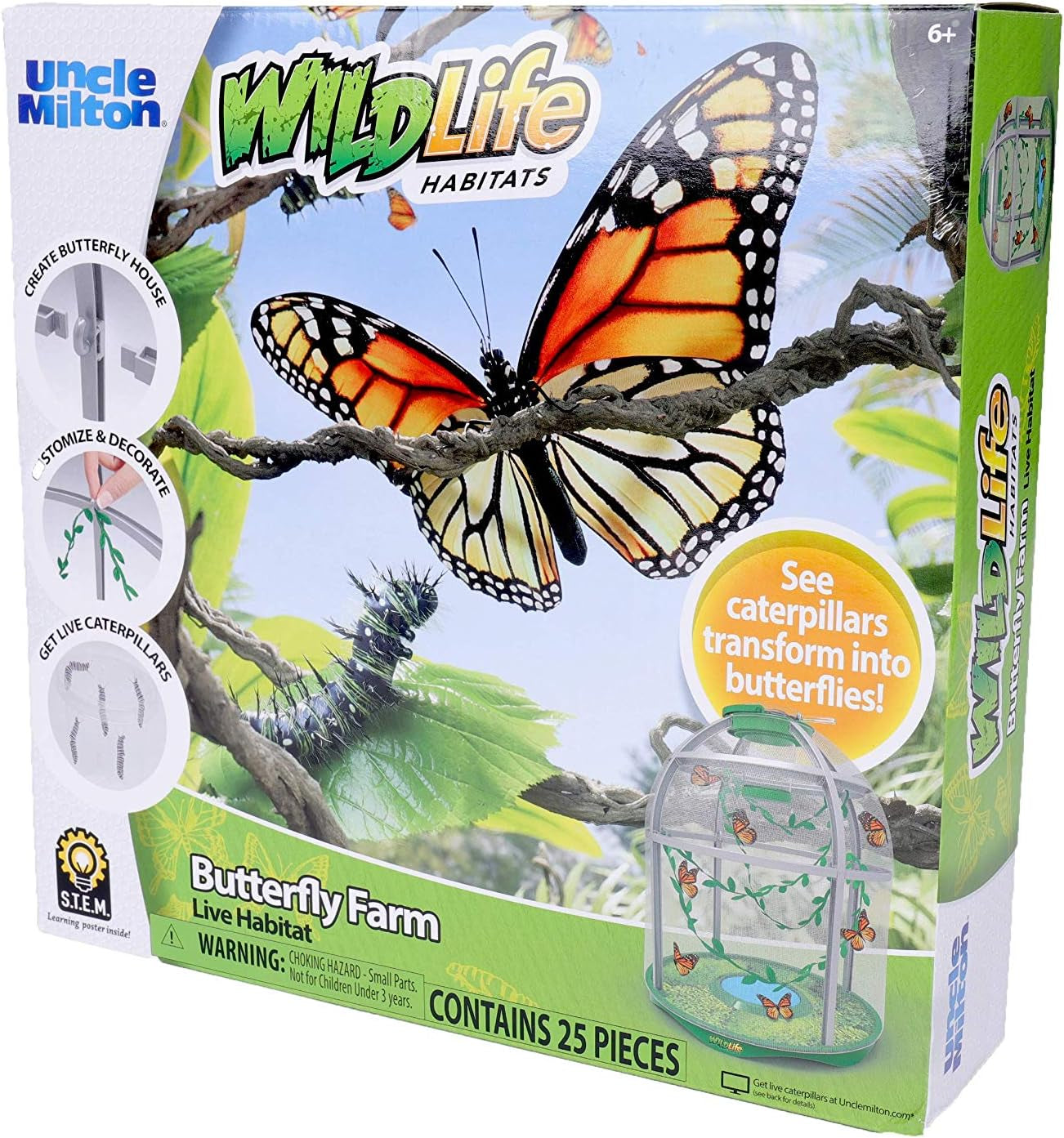 Butterfly Farm Live Habitat - Observe Caterpillars Transform into Butterflies, STEM Toy, Great Gifts for Boys & Girls Ages 6+