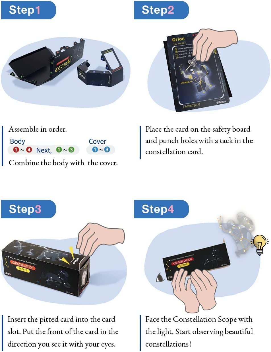 Constellation Telescope Simulator 2 Sets - Astronomy Gifts for Kids | Science Toys | STEM Science Projects Kits | Science Experiments | Outer Space Toys | Educational Games | Ages 8-12