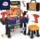 Kids Tool Bench Set with Electric Drill and Chair,Construction Workbench Toys for Toddlers 3-5,Kids Tool Play Set,Multifunctional Transformable Toolbox,Boy Gift for 3 4 5 Years Old