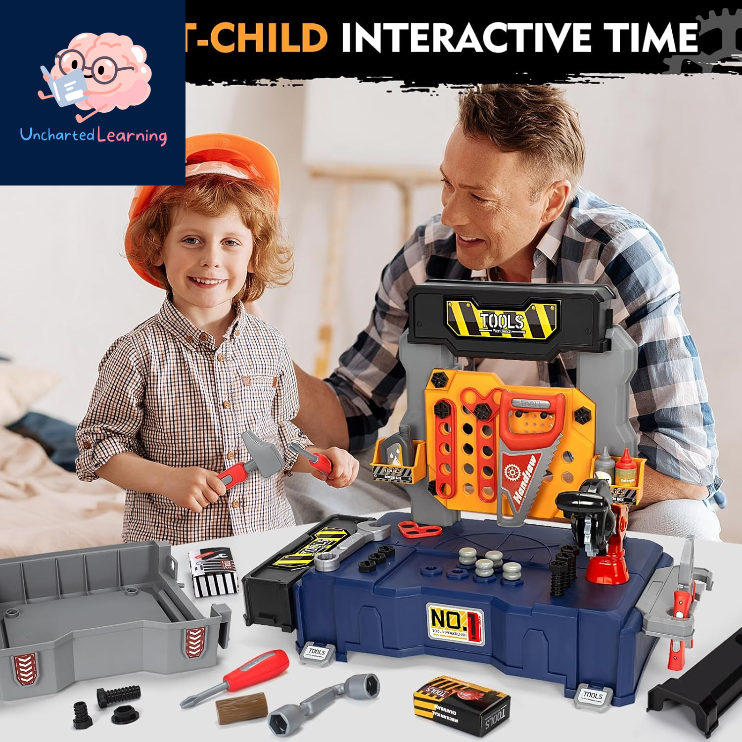 Kids Tool Bench Set with Electric Drill and Chair,Construction Workbench Toys for Toddlers 3-5,Kids Tool Play Set,Multifunctional Transformable Toolbox,Boy Gift for 3 4 5 Years Old