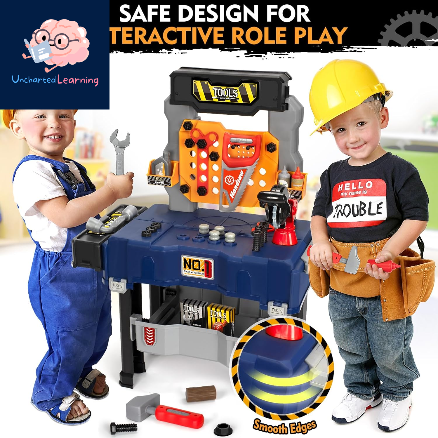 Kids Tool Bench Set with Electric Drill and Chair,Construction Workbench Toys for Toddlers 3-5,Kids Tool Play Set,Multifunctional Transformable Toolbox,Boy Gift for 3 4 5 Years Old