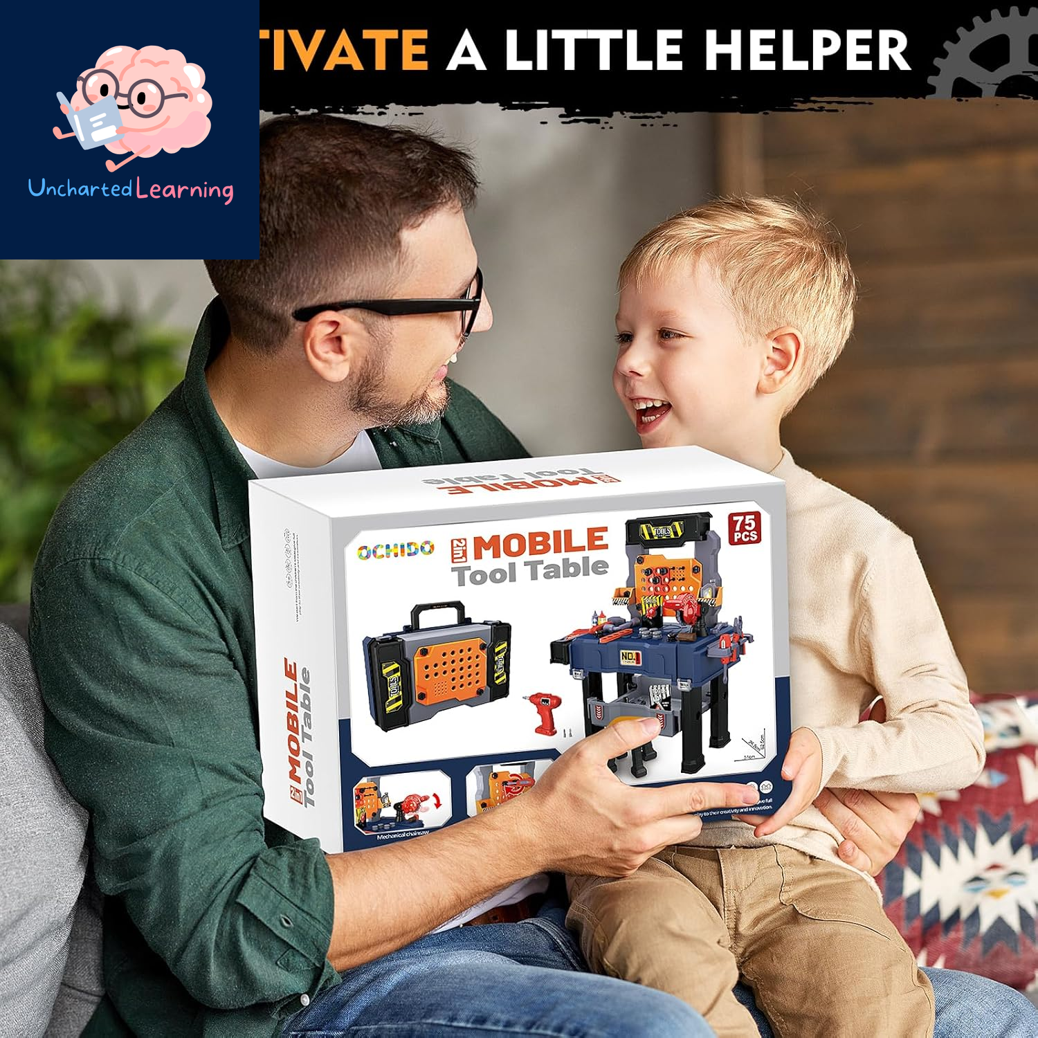 Kids Tool Bench Set with Electric Drill and Chair,Construction Workbench Toys for Toddlers 3-5,Kids Tool Play Set,Multifunctional Transformable Toolbox,Boy Gift for 3 4 5 Years Old