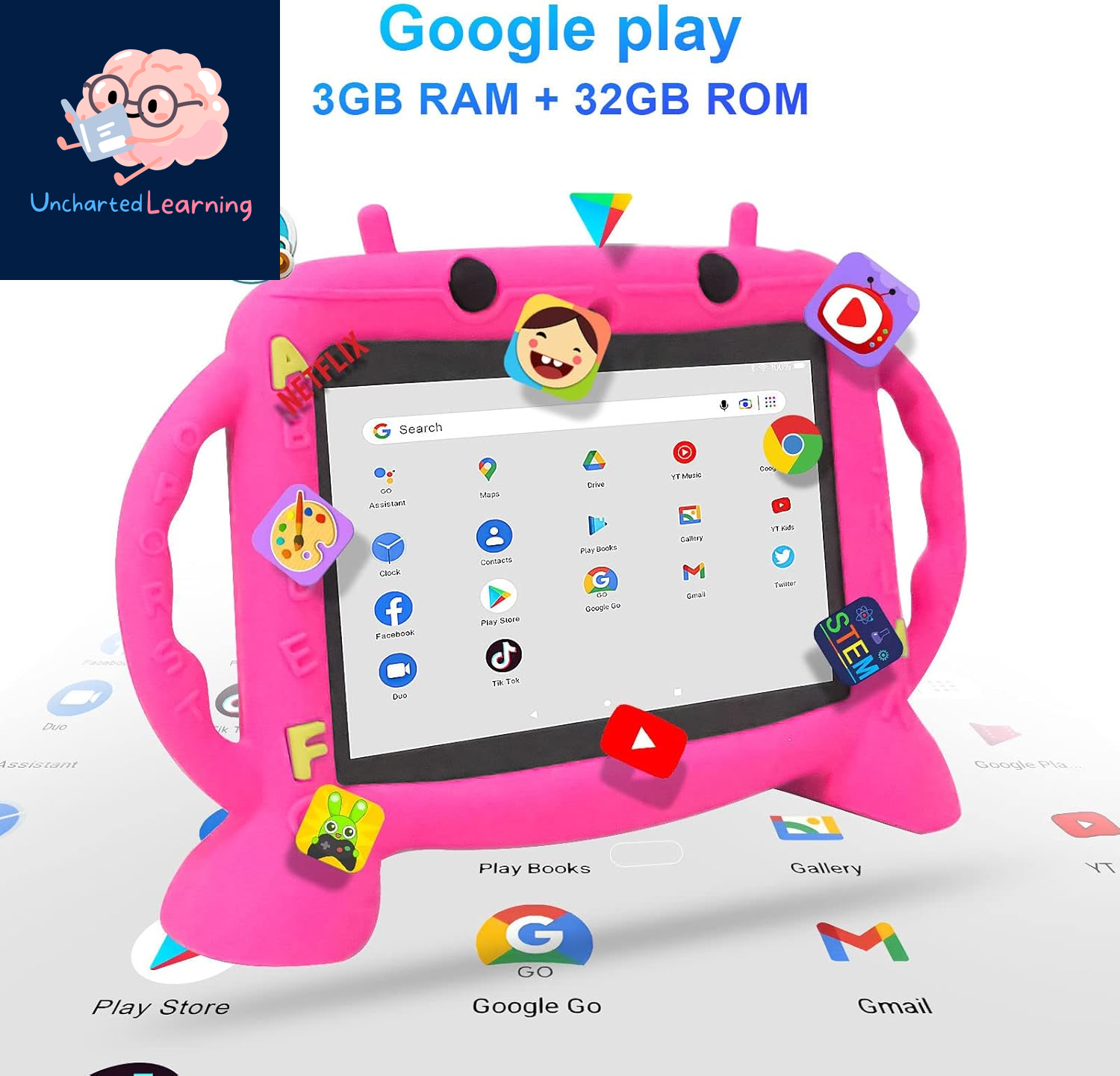 Kids Tablet, 7 Inch Tablet for Kids 2-10, Educational Learning Toddler Tablet Android 11, 3GB RAM+32GB ROM Storage, Google Play Youtube, Baby Girl Boy Gift (Red)