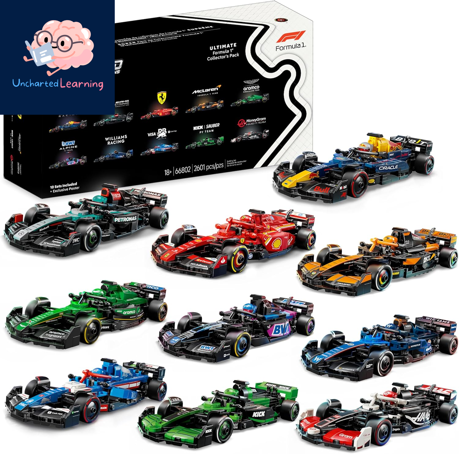 Speed Champions Ultimate Formula 1 Collector'S Pack - Contains 10 Sets in 1 - Includes Exclusive Poster - Collectible F1 Model Car Kit - Exciting Gift for Adults and Racing Enthusiasts - 66802