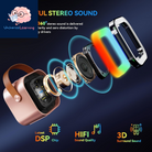 Karaoke Machine for Kids Adults, Portable Bluetooth Mini Karaoke Microphone Singing Speaker with 2 Wireless Mic and Light,Toys for All Smartphones,Birthday, Family,Home Party (Rose Gold)