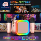 Karaoke Machine for Kids Adults, Portable Bluetooth Mini Karaoke Microphone Singing Speaker with 2 Wireless Mic and Light,Toys for All Smartphones,Birthday, Family,Home Party (Rose Gold)