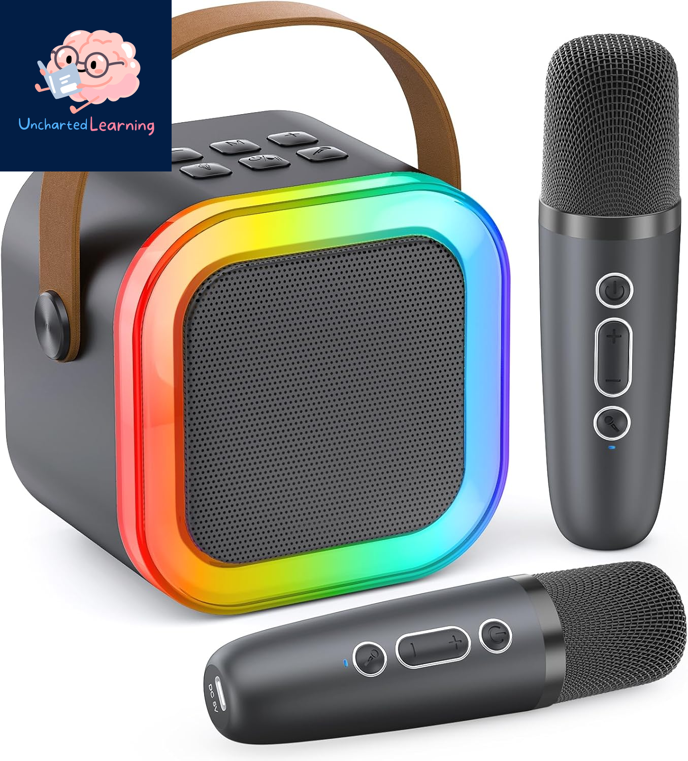 Karaoke Machine for Kids Adults, Portable Bluetooth Mini Karaoke Microphone Singing Speaker with 2 Wireless Mic and Light,Toys for All Smartphones,Birthday, Family,Home Party (Rose Gold)