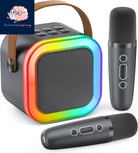 Karaoke Machine for Kids Adults, Portable Bluetooth Mini Karaoke Microphone Singing Speaker with 2 Wireless Mic and Light,Toys for All Smartphones,Birthday, Family,Home Party (Rose Gold)