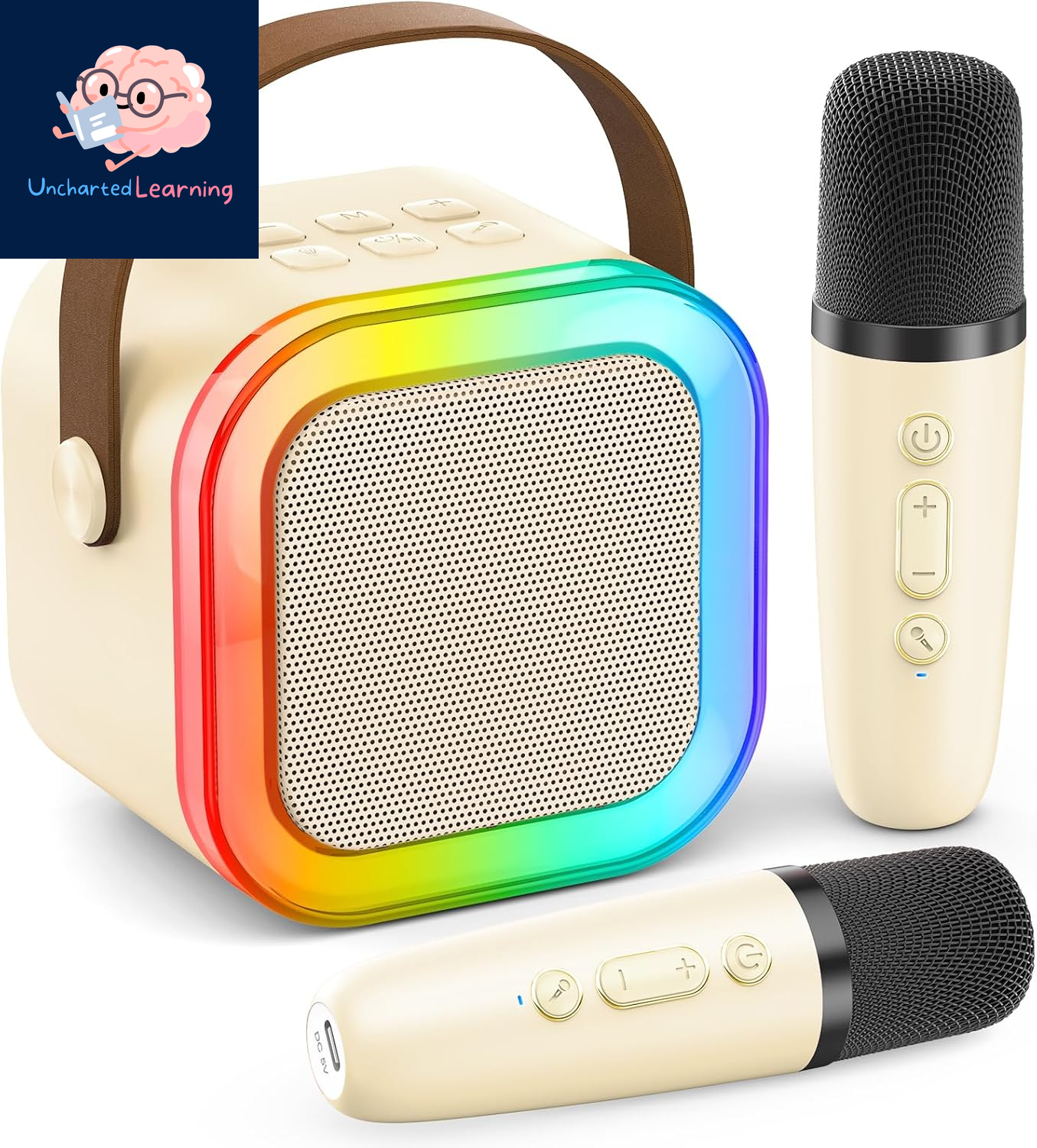 Karaoke Machine for Kids Adults, Portable Bluetooth Mini Karaoke Microphone Singing Speaker with 2 Wireless Mic and Light,Toys for All Smartphones,Birthday, Family,Home Party (Rose Gold)