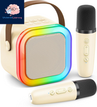 Karaoke Machine for Kids Adults, Portable Bluetooth Mini Karaoke Microphone Singing Speaker with 2 Wireless Mic and Light,Toys for All Smartphones,Birthday, Family,Home Party (Rose Gold)