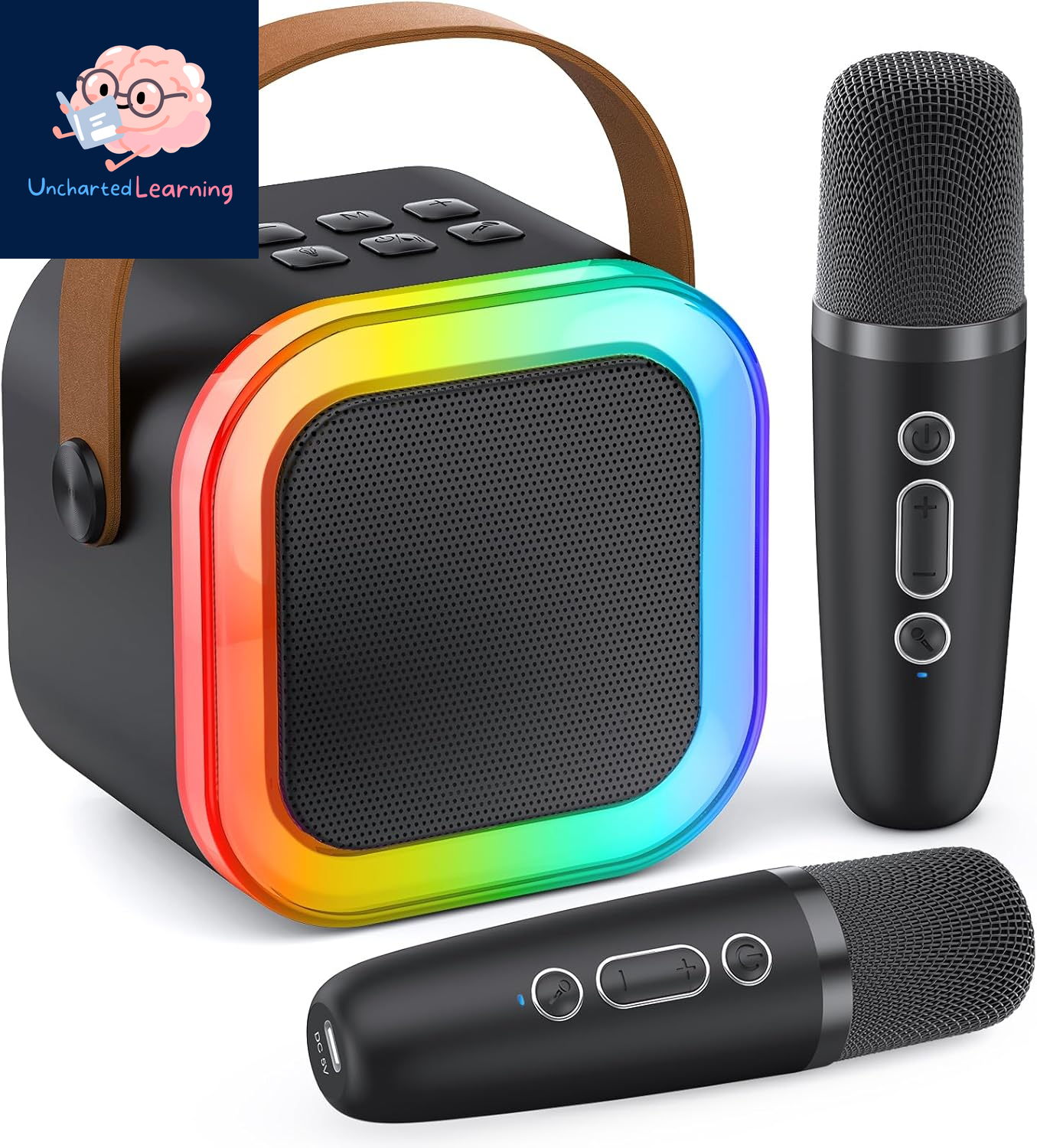 Karaoke Machine for Kids Adults, Portable Bluetooth Mini Karaoke Microphone Singing Speaker with 2 Wireless Mic and Light,Toys for All Smartphones,Birthday, Family,Home Party (Rose Gold)