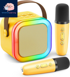 Karaoke Machine for Kids Adults, Portable Bluetooth Mini Karaoke Microphone Singing Speaker with 2 Wireless Mic and Light,Toys for All Smartphones,Birthday, Family,Home Party (Rose Gold)