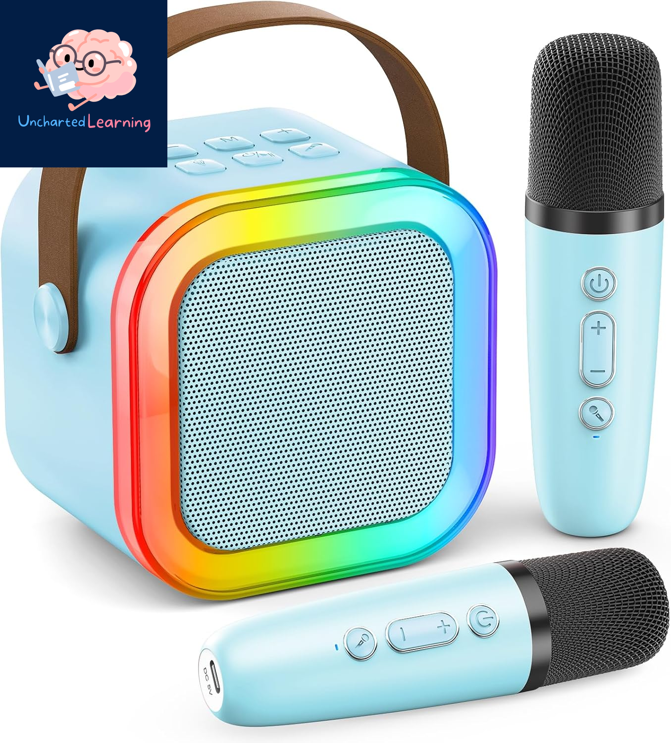 Karaoke Machine for Kids Adults, Portable Bluetooth Mini Karaoke Microphone Singing Speaker with 2 Wireless Mic and Light,Toys for All Smartphones,Birthday, Family,Home Party (Rose Gold)