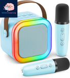 Karaoke Machine for Kids Adults, Portable Bluetooth Mini Karaoke Microphone Singing Speaker with 2 Wireless Mic and Light,Toys for All Smartphones,Birthday, Family,Home Party (Rose Gold)