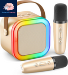 Karaoke Machine for Kids Adults, Portable Bluetooth Mini Karaoke Microphone Singing Speaker with 2 Wireless Mic and Light,Toys for All Smartphones,Birthday, Family,Home Party (Rose Gold)
