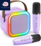 Karaoke Machine for Kids Adults, Portable Bluetooth Mini Karaoke Microphone Singing Speaker with 2 Wireless Mic and Light,Toys for All Smartphones,Birthday, Family,Home Party (Rose Gold)