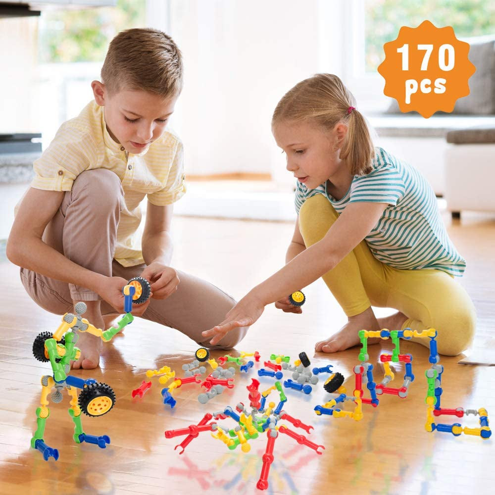 Building Blocks for Kids, 170 Pcs STEM Toys for Boys and Girls, Safe and Creative Toy for Age 3+, Educational Activities