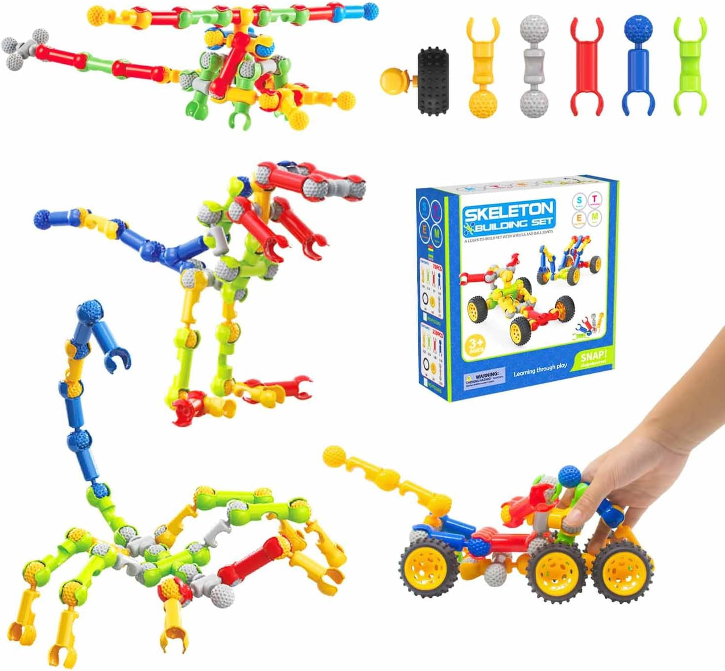 Building Blocks for Kids, 170 Pcs STEM Toys for Boys and Girls, Safe and Creative Toy for Age 3+, Educational Activities