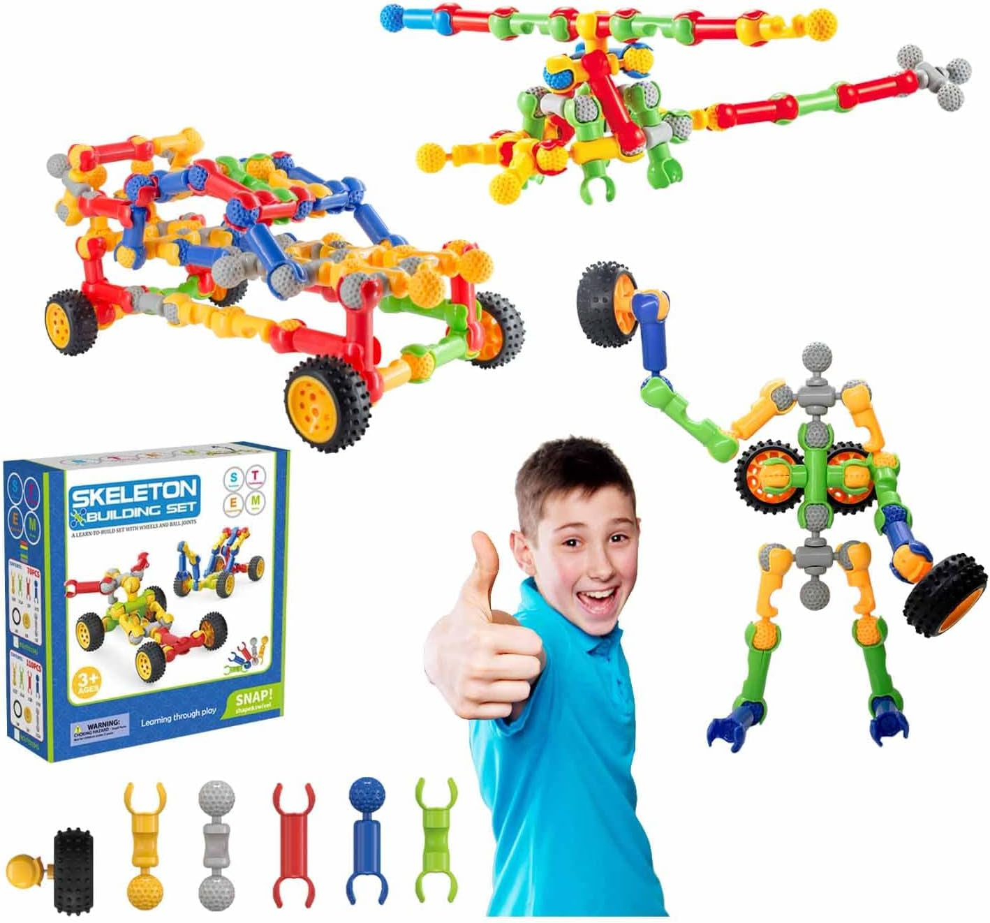 Building Blocks for Kids, 170 Pcs STEM Toys for Boys and Girls, Safe and Creative Toy for Age 3+, Educational Activities