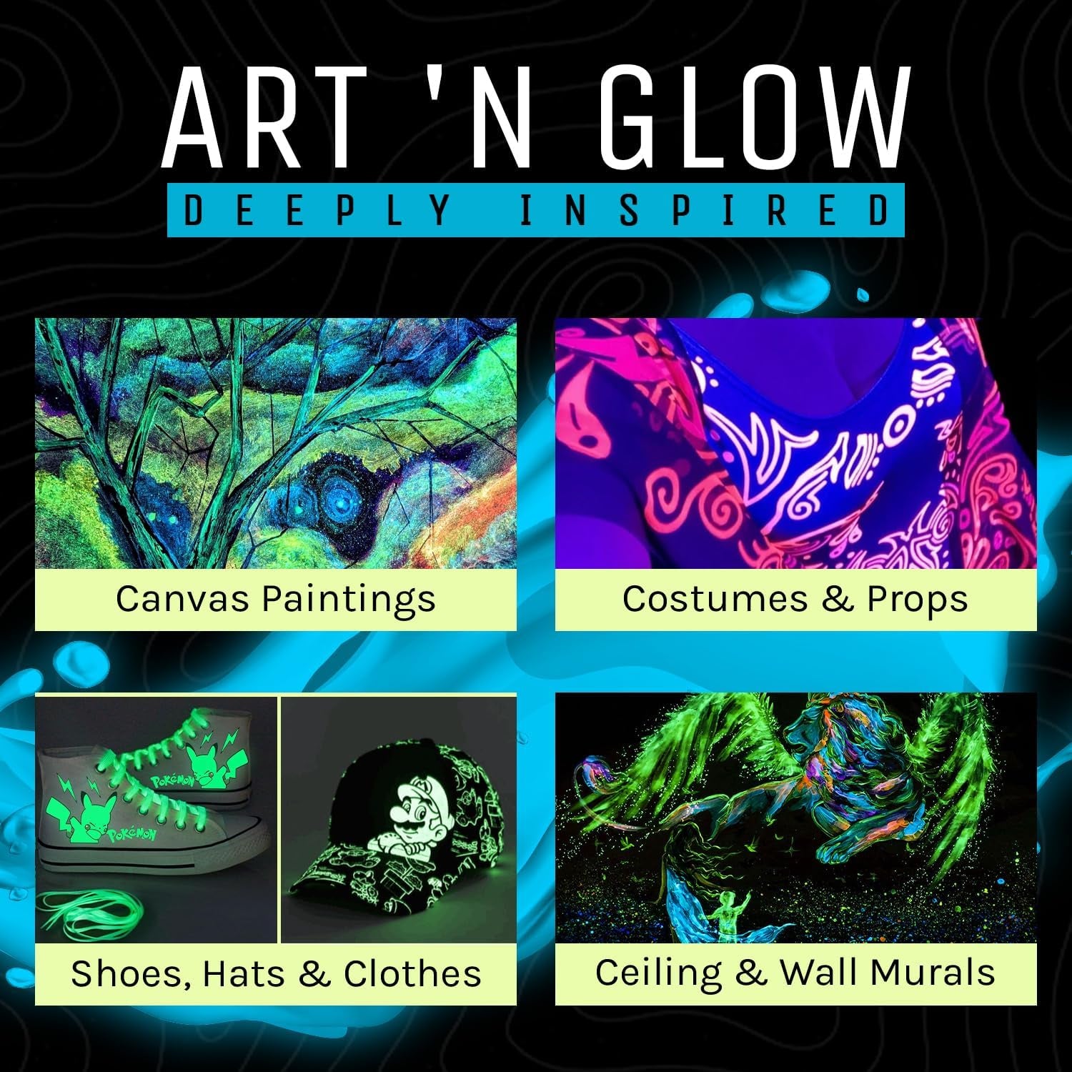 Glow in the Dark Acrylic Paint - Neutral Paints with 5+ Color Options for Art Paintings, Decorations, Outdoor & Indoor Art Craft for Adults, Students and Kids - 1 Ounce (Neutral Aqua)